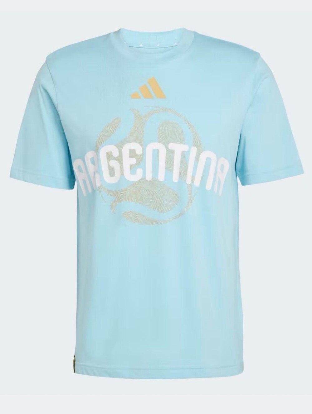 Adidas Light Blue Argentina Tee with Gold Logo